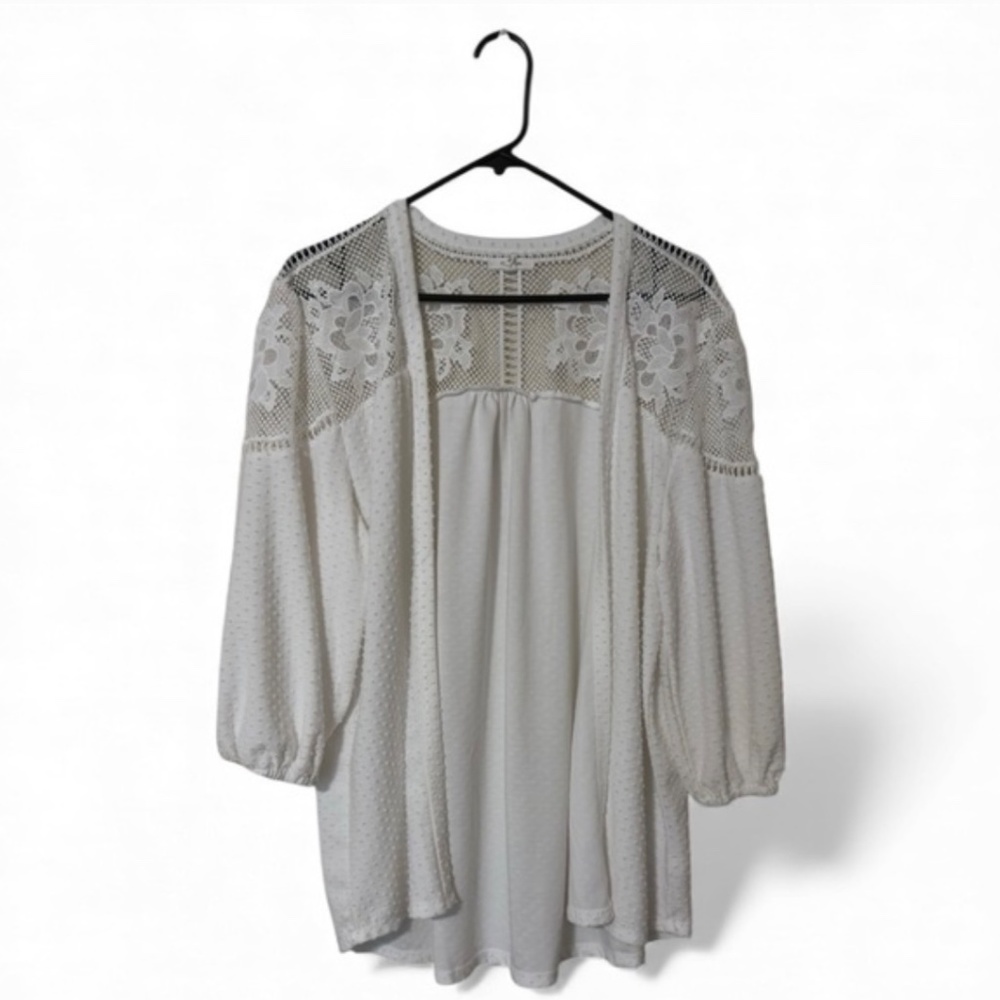 Maurices White Lace Yoke Cardigan - Picture 2 of 6